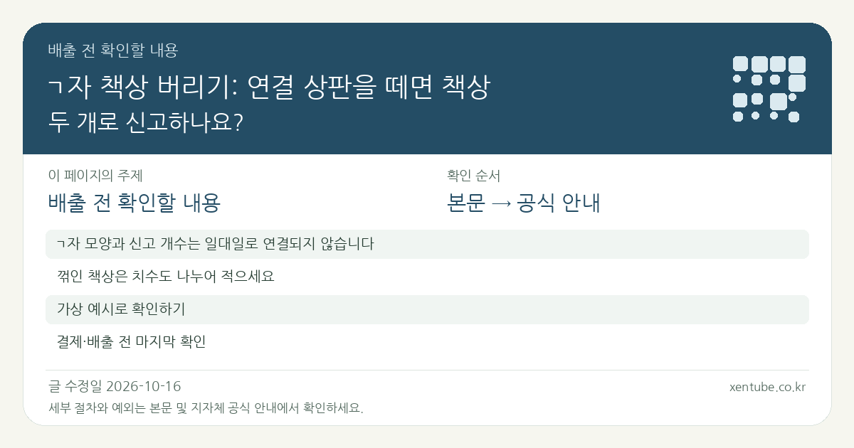 ㄱ자 책상 버리기: 연결 상판을 떼면 책상 두 개로 신고하나요? 배출 전 확인할 내용