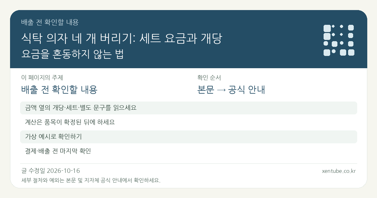 식탁 의자 네 개 버리기: 세트 요금과 개당 요금을 혼동하지 않는 법 배출 전 확인할 내용