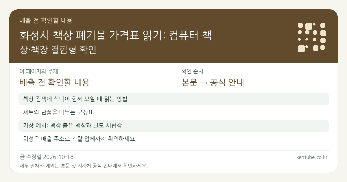 화성시 책상 폐기물 가격표 읽기: 컴퓨터 책상·책장 결합형 확인 배출 전 확인할 내용