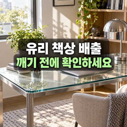 유리 상판 책상 버리는 법: 깨진 유리와 책상틀을 따로 확인하세요 1 유리 상판 책상과 분리된 판유리의 상태를 확인하는 설명 이미지