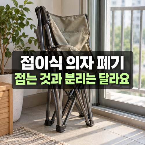 접이식 의자 버리기: 천 좌판·금속 프레임을 분리해야 할까요? 1 접이식 의자의 천 좌판과 금속 프레임을 확인하는 설명 이미지