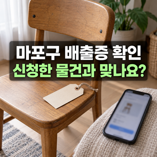 마포구 대형 폐기물 배출증: 신청내역과 물건 대조 방법 1 마포구 배출증과 실제 버릴 물건을 대조하는 설명용 사진