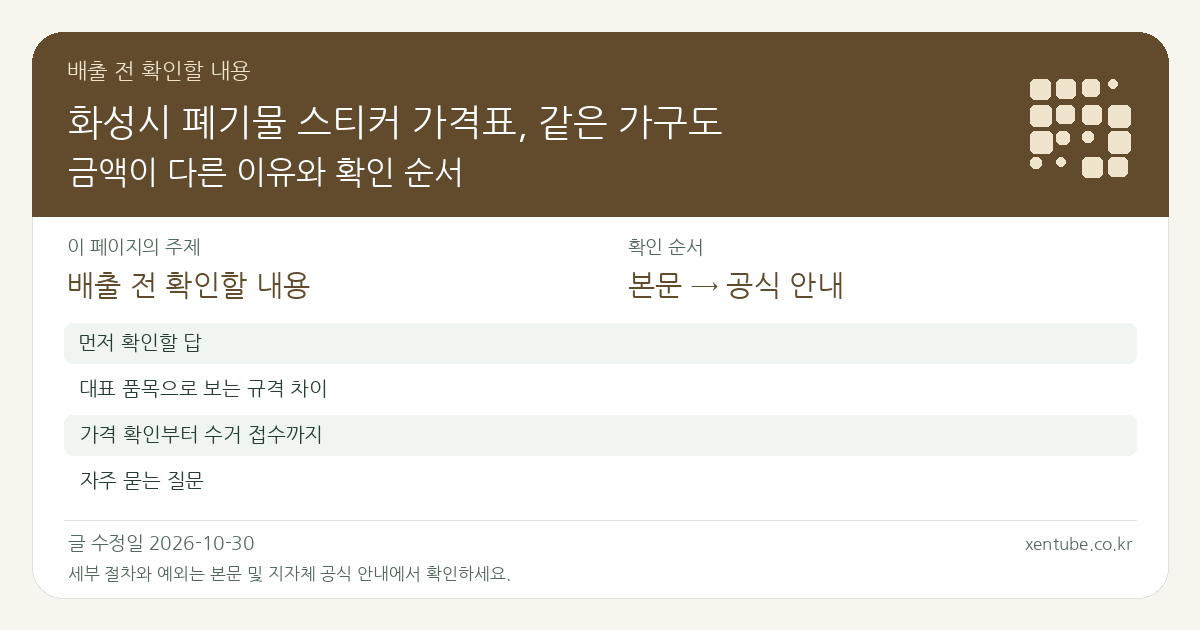 화성시 폐기물 스티커 가격표, 같은 가구도 금액이 다른 이유와 확인 순서 배출 전 확인할 내용